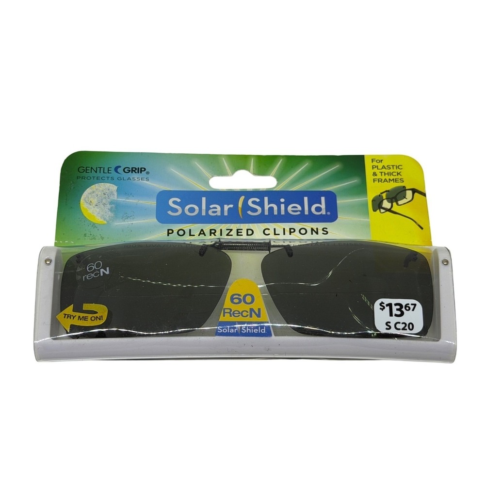 NIP Solar Shield Polarized‎ Clip-On Sunglasses Gentle Grip Fits Thick Frames